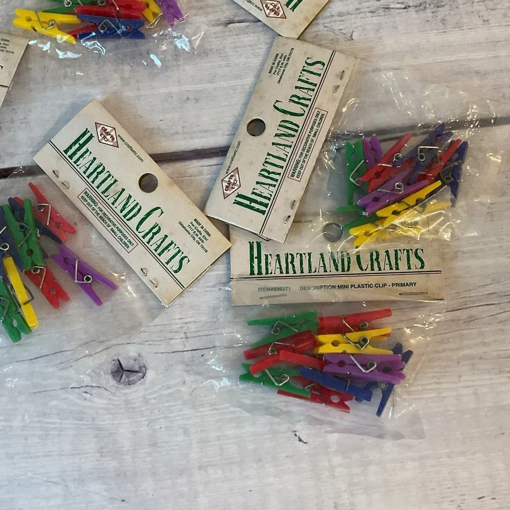 Heartland Crafts Mini Clothes Pins 80+ Packs 10 Ct Bright Primary Colors Plastic